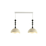 LUXORA Mid-Century Pendant Light with Scalloped Dome Shade and Bead Accents for Dining Room Kitchen Island - Cream & Black