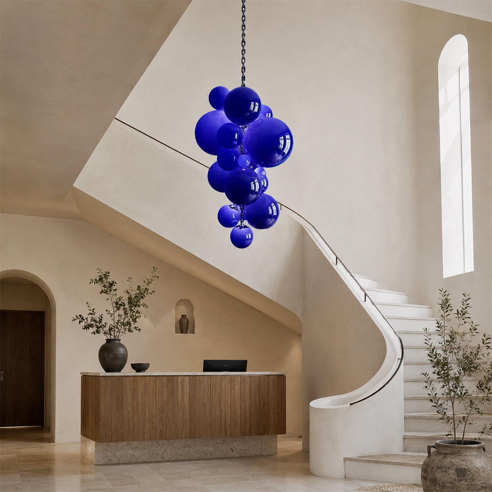 LUXORA Bubble Cluster Pendant Light Sculptural Hanging Lamp for Living Room Dining Room & Stairwell - Cobalt Blue