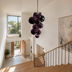 LUXORA Bubble Cluster Pendant Light Sculptural Hanging Lamp for Living Room Dining Room & Stairwell - Purple