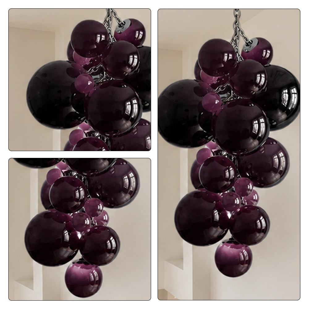 LUXORA Bubble Cluster Pendant Light Sculptural Hanging Lamp for Living Room Dining Room & Stairwell - Purple