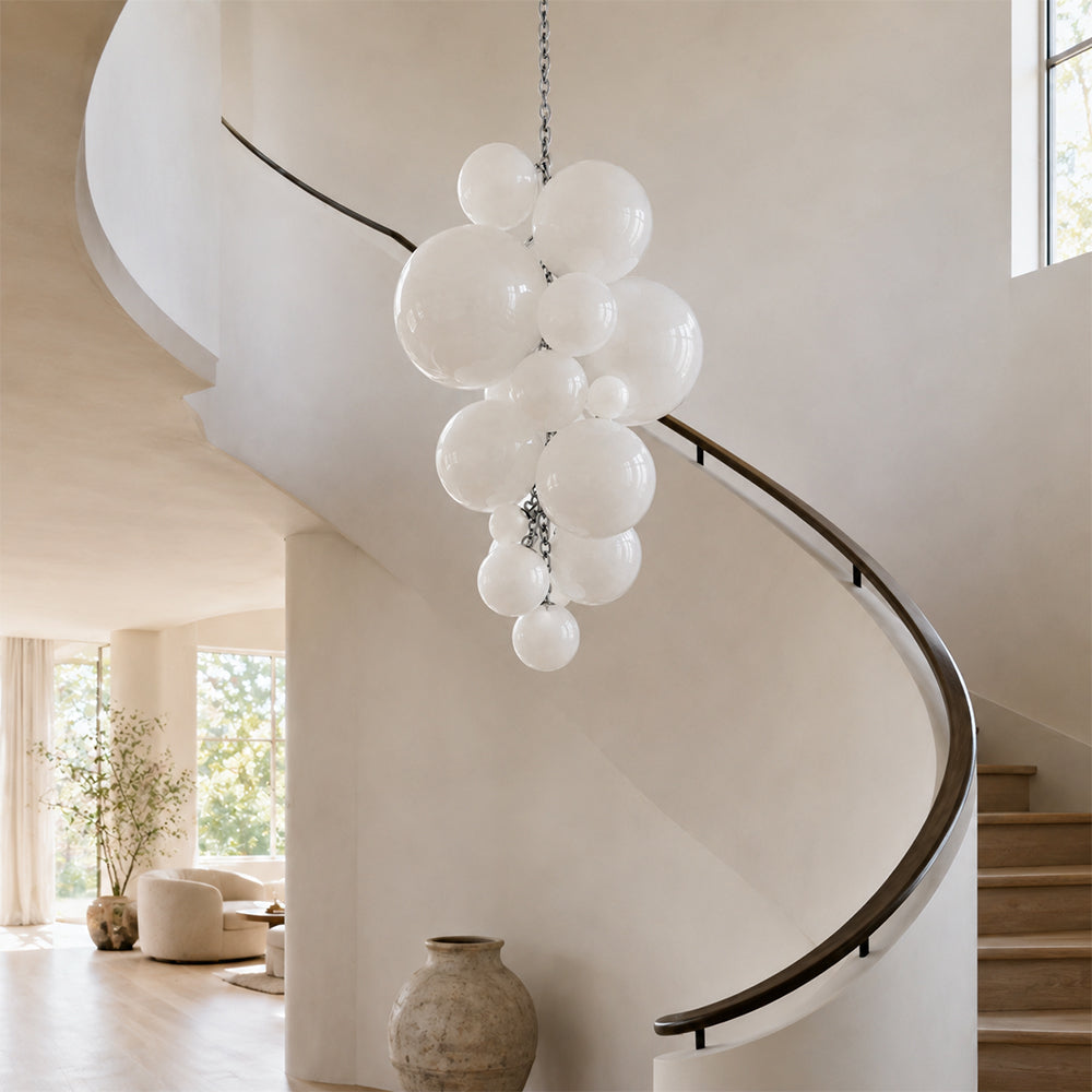 LUXORA Bubble Cluster Pendant Light Sculptural Hanging Lamp for Living Room Dining Room & Stairwell - White