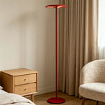 LUXORA  Slim Disc LED Floor Lamp Minimalist Standing Light for Living Room Bedroom & Reading Corner - Red