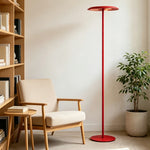 LUXORA  Slim Disc LED Floor Lamp Minimalist Standing Light for Living Room Bedroom & Reading Corner - Red