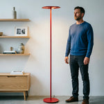LUXORA  Slim Disc LED Floor Lamp Minimalist Standing Light for Living Room Bedroom & Reading Corner - Red