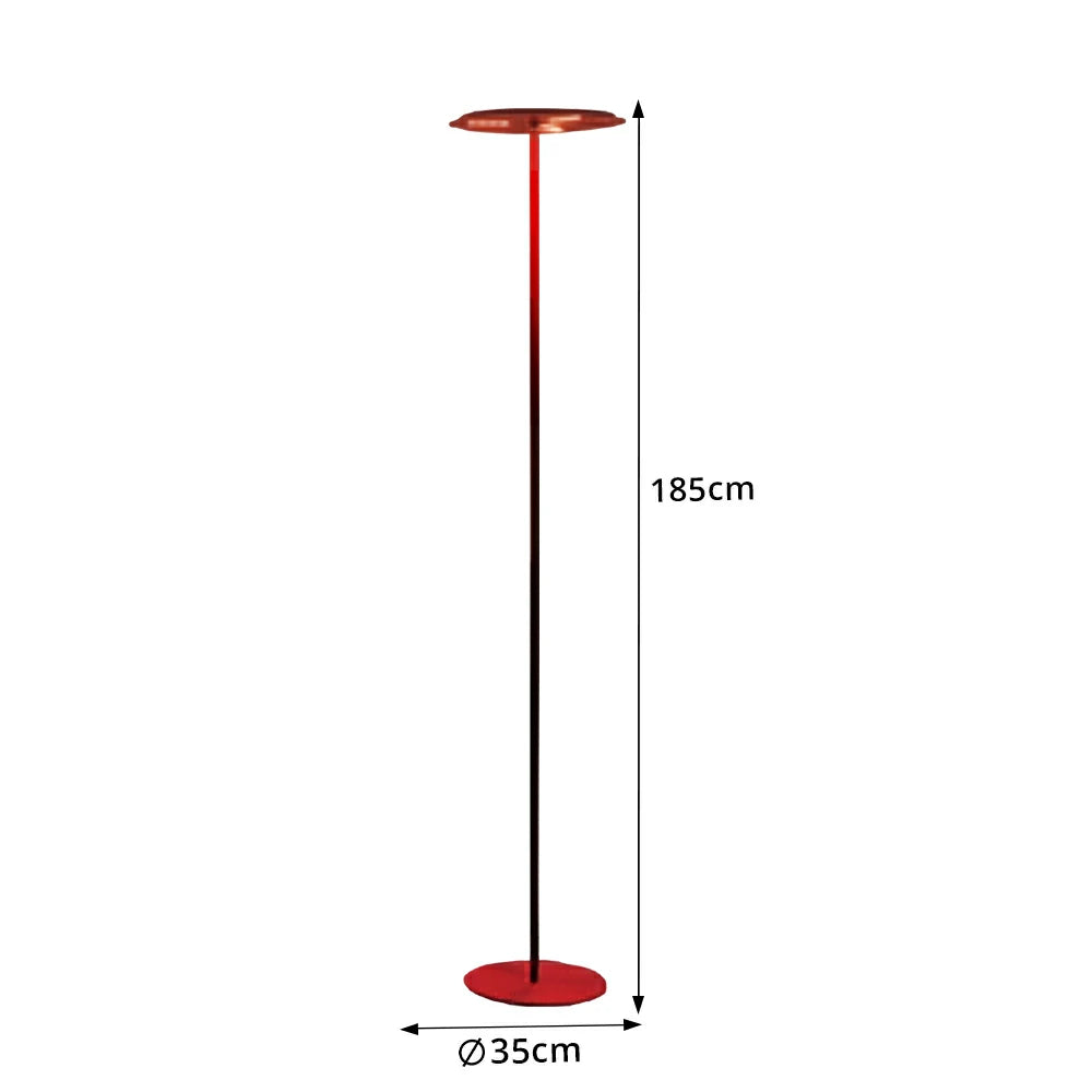 LUXORA  Slim Disc LED Floor Lamp Minimalist Standing Light for Living Room Bedroom & Reading Corner - Red