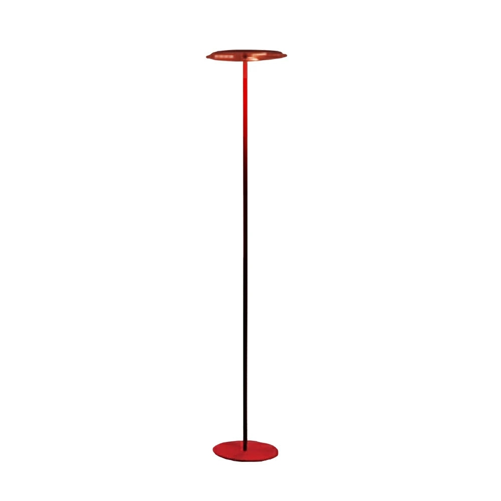 LUXORA  Slim Disc LED Floor Lamp Minimalist Standing Light for Living Room Bedroom & Reading Corner - Red