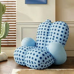 LUXORA Lounge Chair - Polka Dot Velvet Upholstery with Wraparound Cushion Design and Solid Timber Frame, Cozy Accent Chair for Living Room & Bedroom - Blue