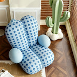 LUXORA Lounge Chair - Polka Dot Velvet Upholstery with Wraparound Cushion Design and Solid Timber Frame, Cozy Accent Chair for Living Room & Bedroom - Blue