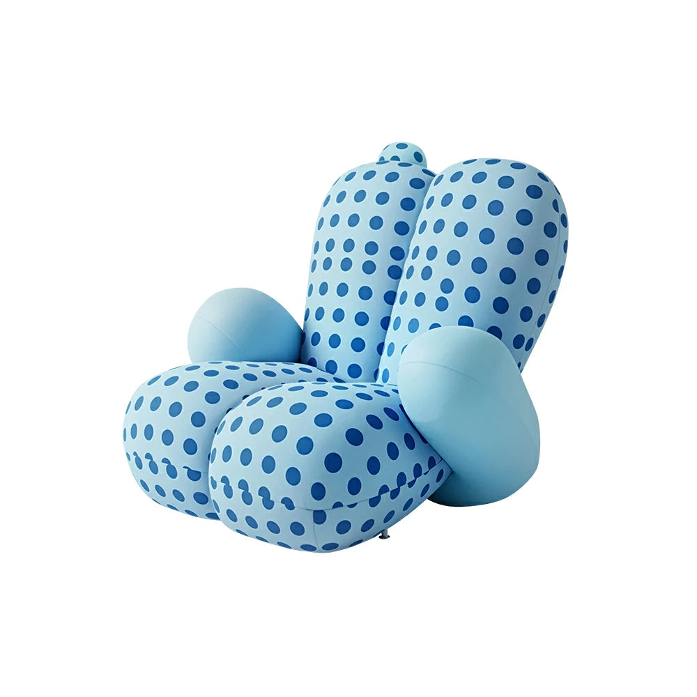 LUXORA Lounge Chair - Polka Dot Velvet Upholstery with Wraparound Cushion Design and Solid Timber Frame, Cozy Accent Chair for Living Room & Bedroom - Blue