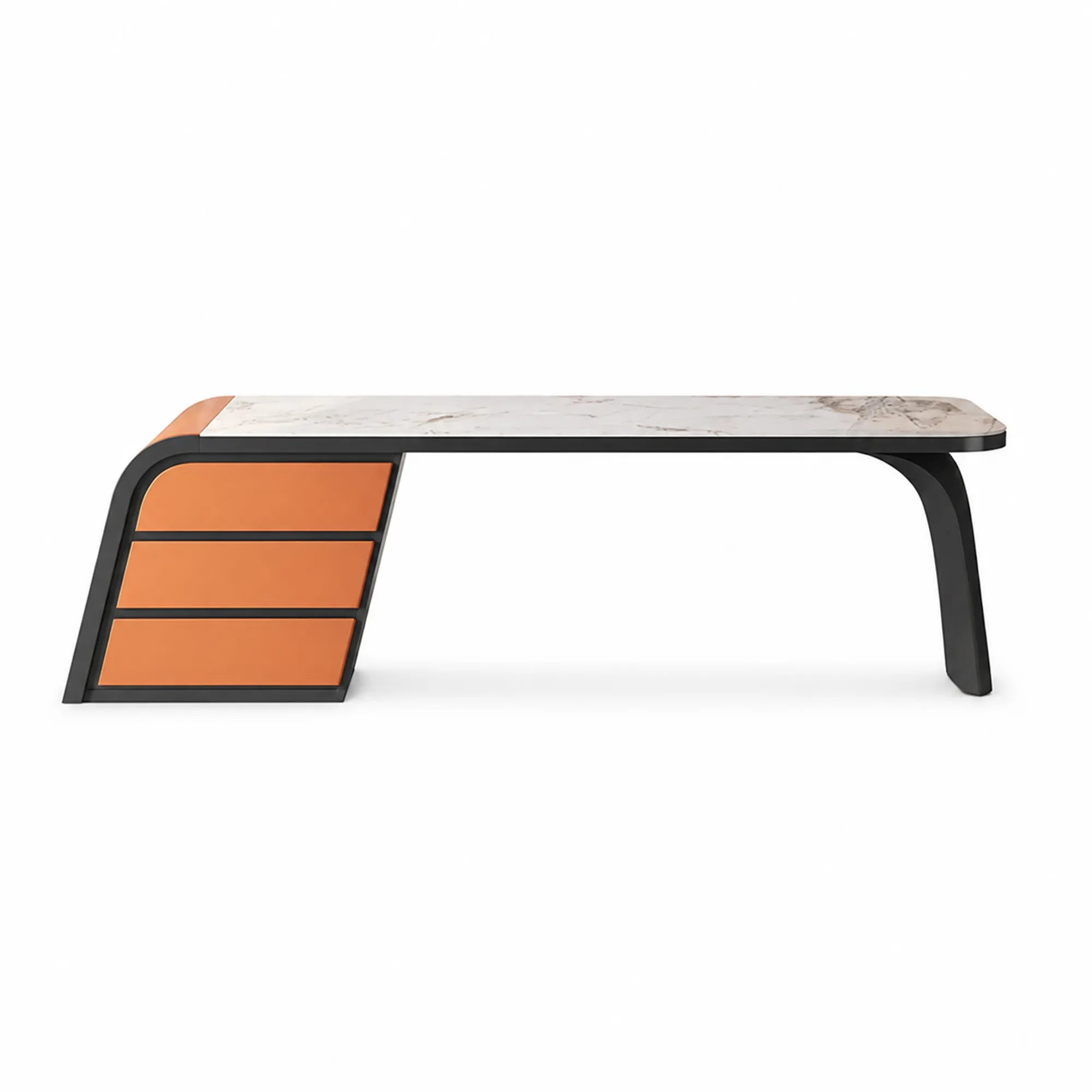 LUXORA Italian Luxury Sintered Stone Desk 9H Surface Built-In Power Outlet 140/160cm for Study Home Office - Orange
