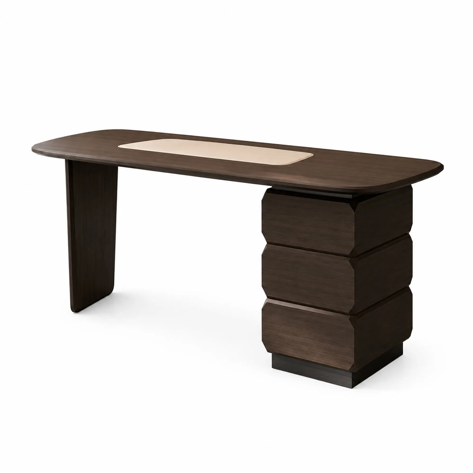 LUXORA Retro Luxury Desk Smoked Wood E0 Board Large Storage 160cm for Study Home Office Designer Studio