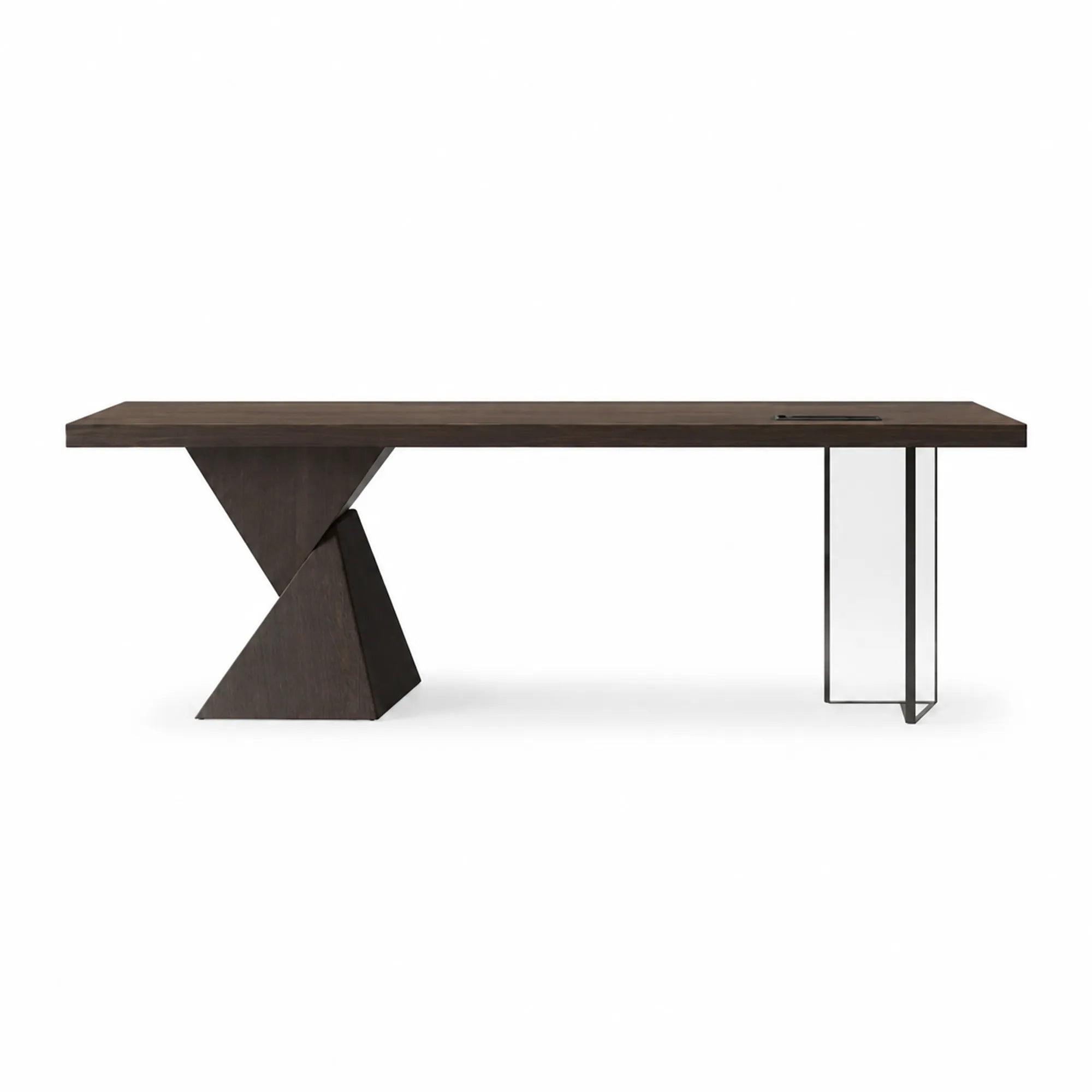 LUXORA Italian Executive Desk Sintered Stone Walnut Veneer Smart Power System 160cm for Home Study Corporate Office