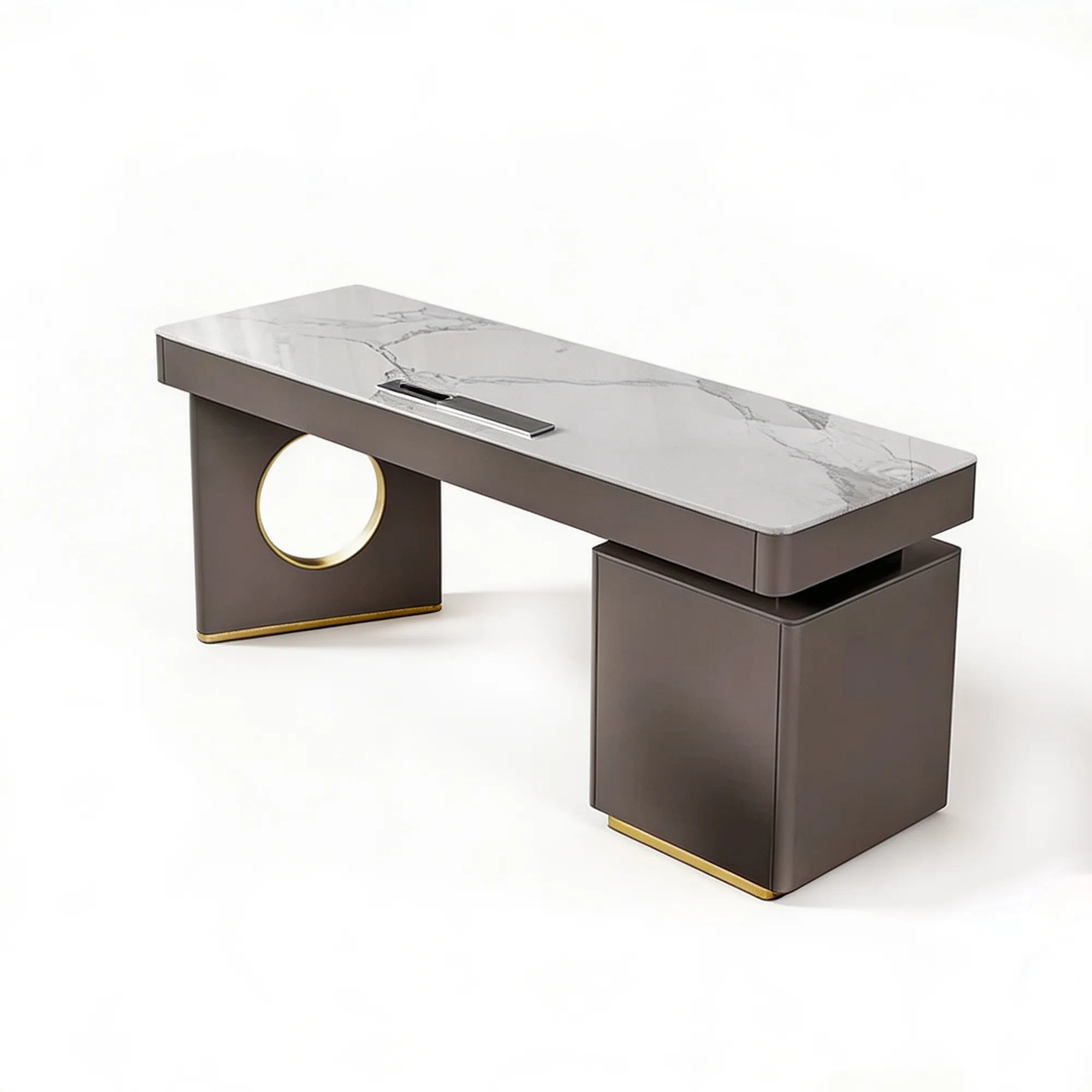 LUXORA Modern Italian Sintered Stone Desk Smart Power Outlet Modular Storage 140/160cm for Study Home Office