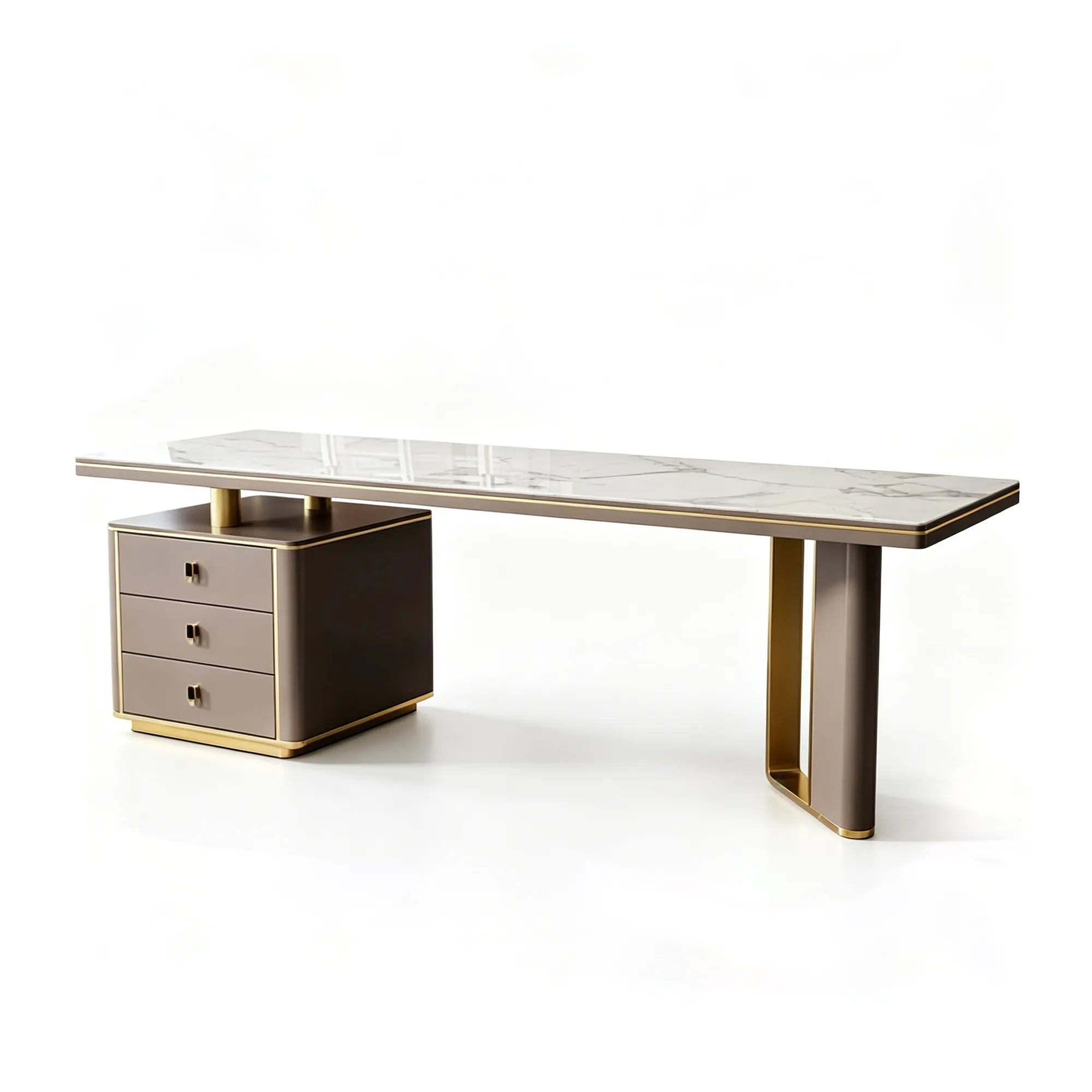 LUXORA Modern Italian Sintered Stone Desk Smart Power Outlet Modular Cabinet 140/160cm for Study Home Office