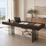 LUXORA Modern Italian Sintered Stone Desk 6mm Top Smart Power Outlet 140/160cm for Study Home Office