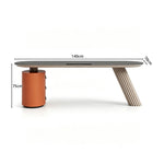LUXORA Modern Italian Sintered Stone Desk 6mm Top Cylindrical Support Smart Power 140/160cm for Study Home Office - Orange