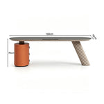LUXORA Modern Italian Sintered Stone Desk 6mm Top Cylindrical Support Smart Power 140/160cm for Study Home Office - Orange