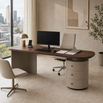 LUXORA Modern Walnut Desk E0 Multi-Layer Wood Large Storage 140/160cm for Study Home Office