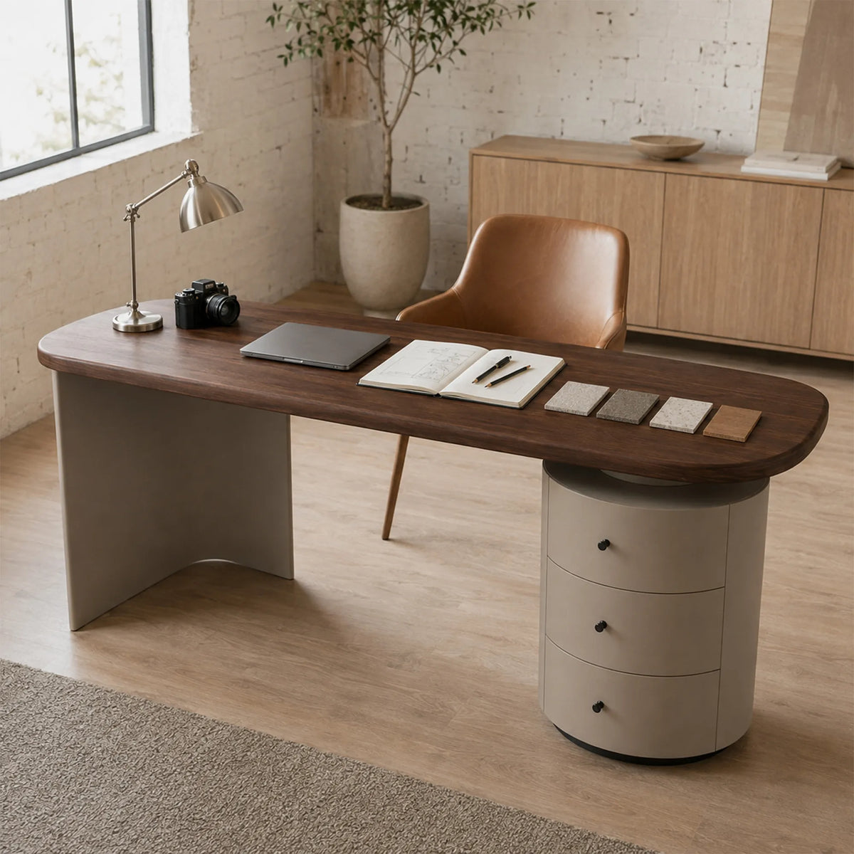 LUXORA Modern Walnut Desk E0 Multi-Layer Wood Large Storage 140/160cm for Study Home Office