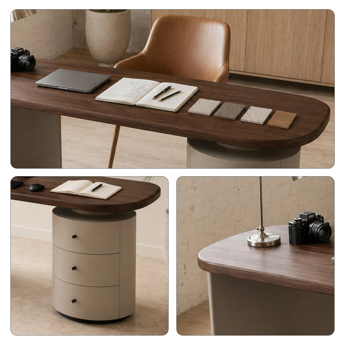 LUXORA Modern Walnut Desk E0 Multi-Layer Wood Large Storage 140/160cm for Study Home Office