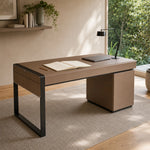 LUXORA Italian Minimalist Office Desk Sintered Stone/Wood Top Smart Power Storage 140/160cm for Study Home Office