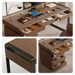 LUXORA Italian Minimalist Office Desk Sintered Stone/Wood Top Smart Power Storage 140/160cm for Study Home Office