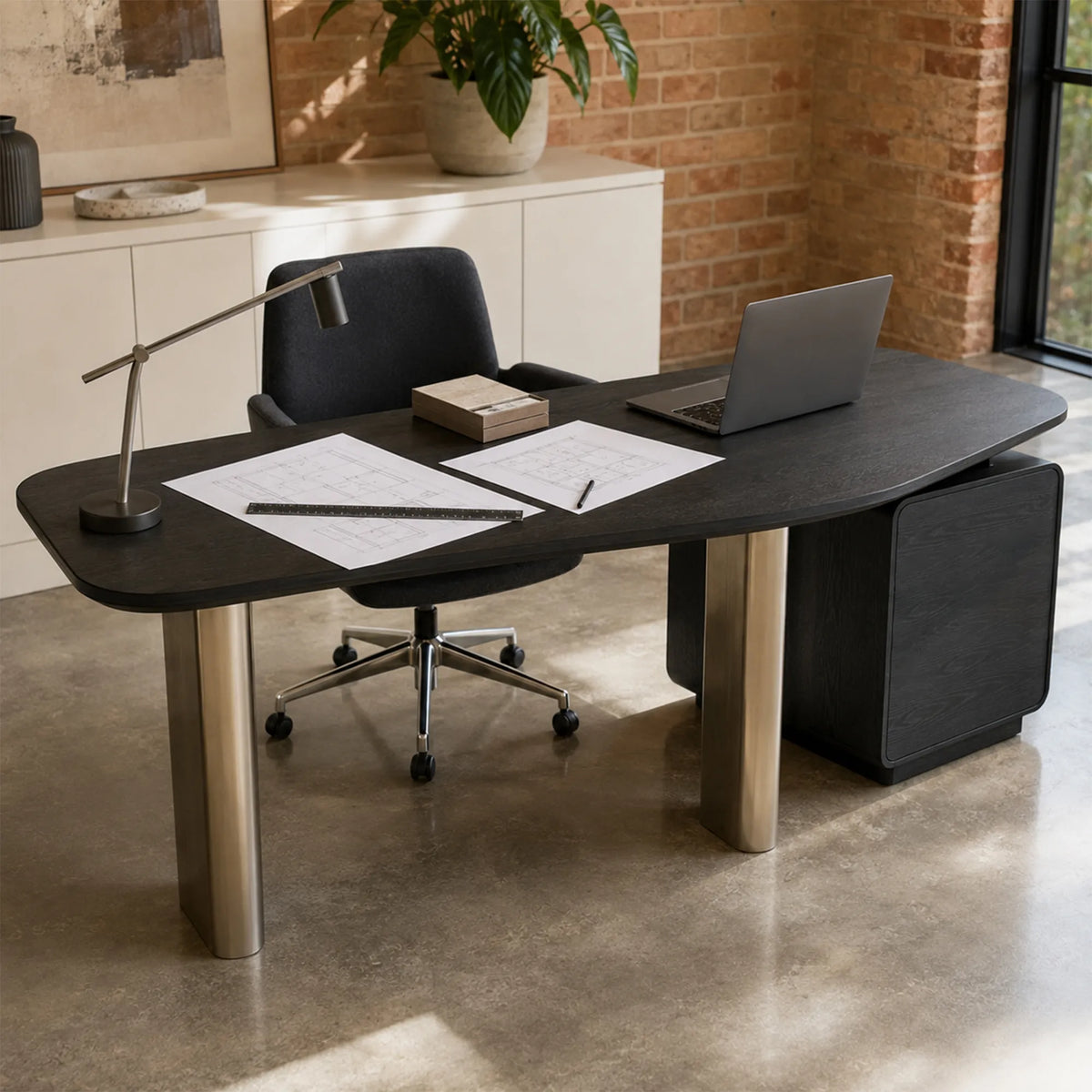 LUXORA Modern Desk & Bookshelf System ENF Board Smart Power Storage 140/160cm for Study Home Office