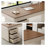 LUXORA Minimalist Home Office Desk Walnut Veneer Side Cabinet Silent Drawers 140/160cm for Study Office Workspace