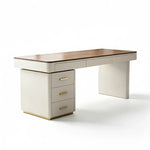 LUXORA Minimalist Home Office Desk Walnut Veneer Side Cabinet Silent Drawers 140/160cm for Study Office Workspace