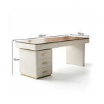 LUXORA Minimalist Home Office Desk Walnut Veneer Side Cabinet Silent Drawers 140/160cm for Study Office Workspace