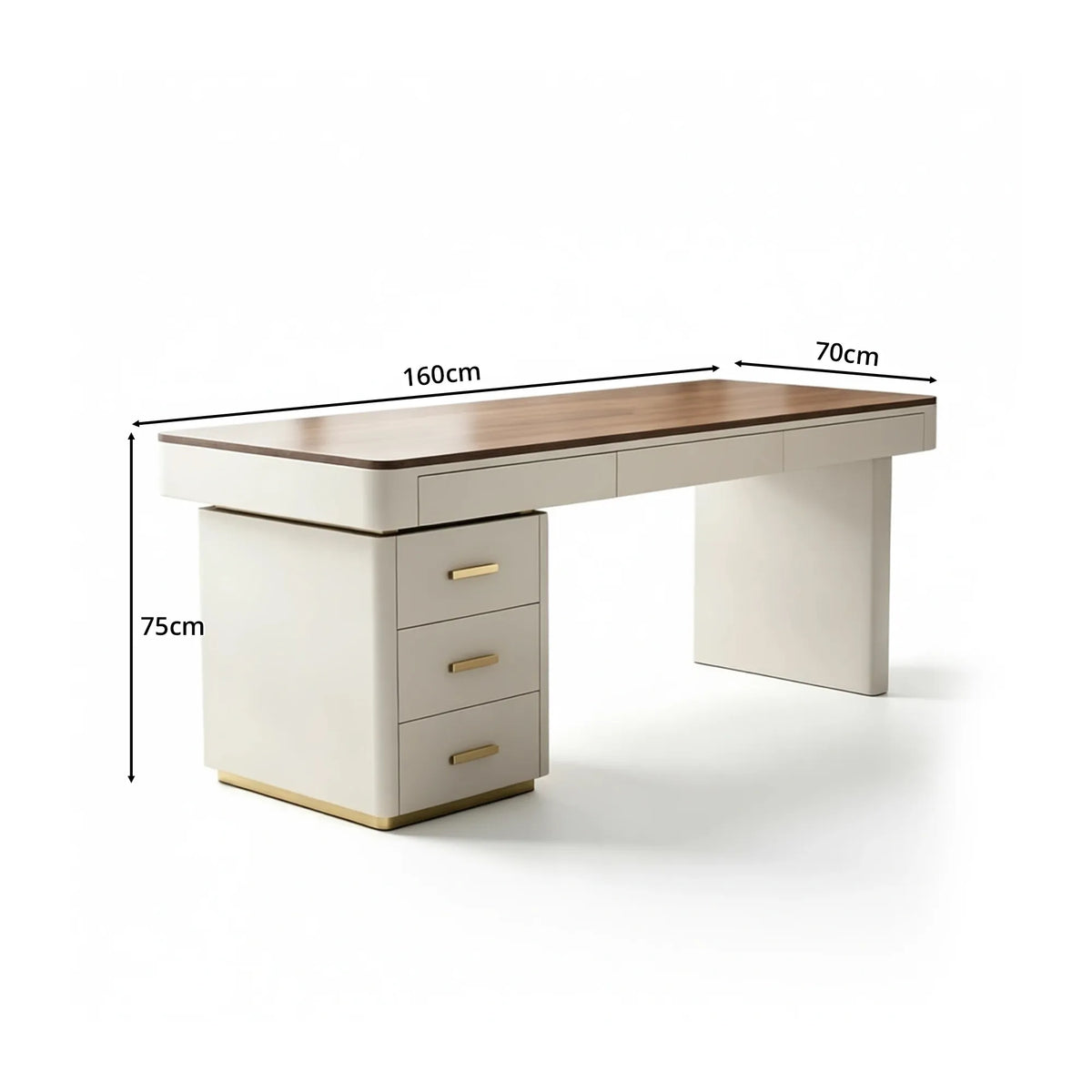 LUXORA Minimalist Home Office Desk Walnut Veneer Side Cabinet Silent Drawers 140/160cm for Study Office Workspace