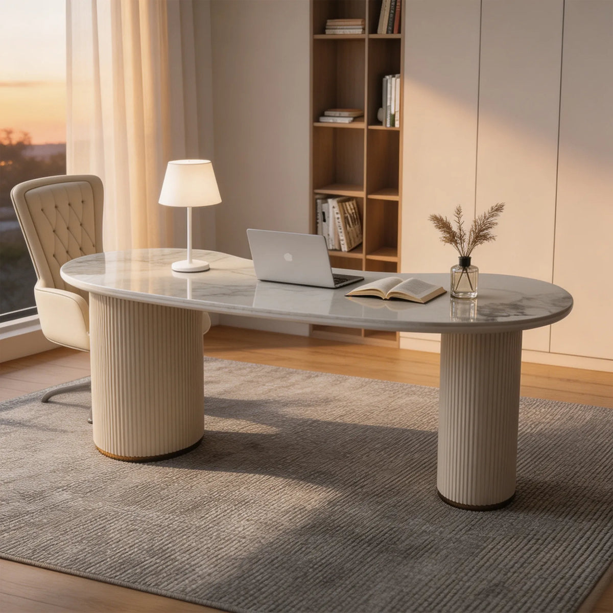 LUXORA Minimalist Home Office Desk E0 Board Steel Frame Large Storage 140/160cm for Study Office Workspace
