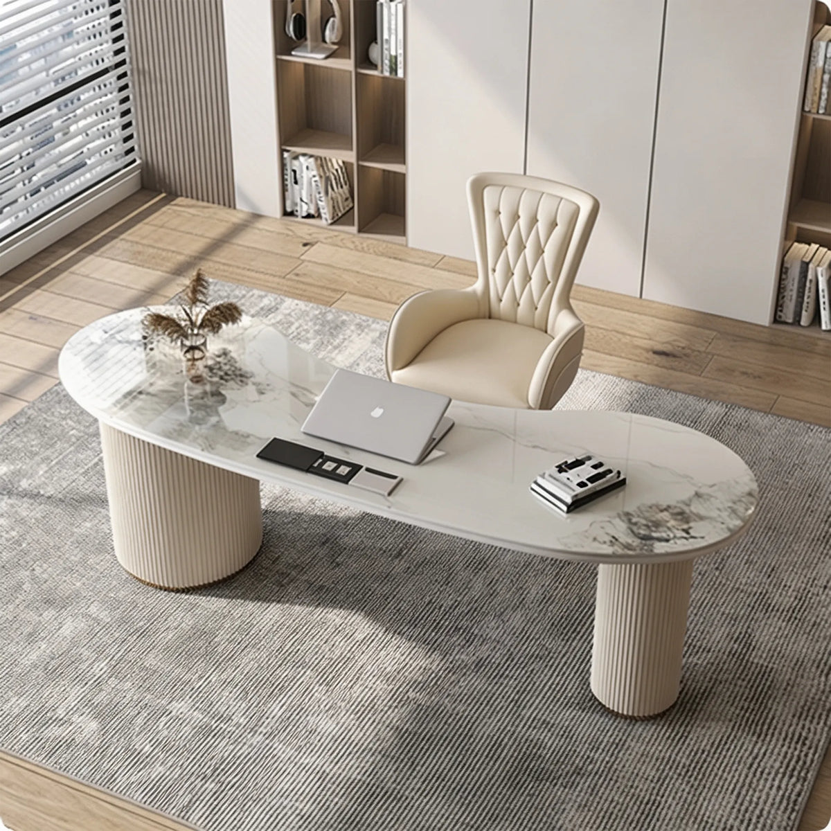 LUXORA Minimalist Home Office Desk E0 Board Steel Frame Large Storage 140/160cm for Study Office Workspace