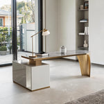LUXORA Minimalist Office Desk Heat-Resistant Stone Top Cable Management 140/160cm for Study Office Workspace