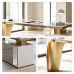 LUXORA Minimalist Office Desk Heat-Resistant Stone Top Cable Management 140/160cm for Study Office Workspace