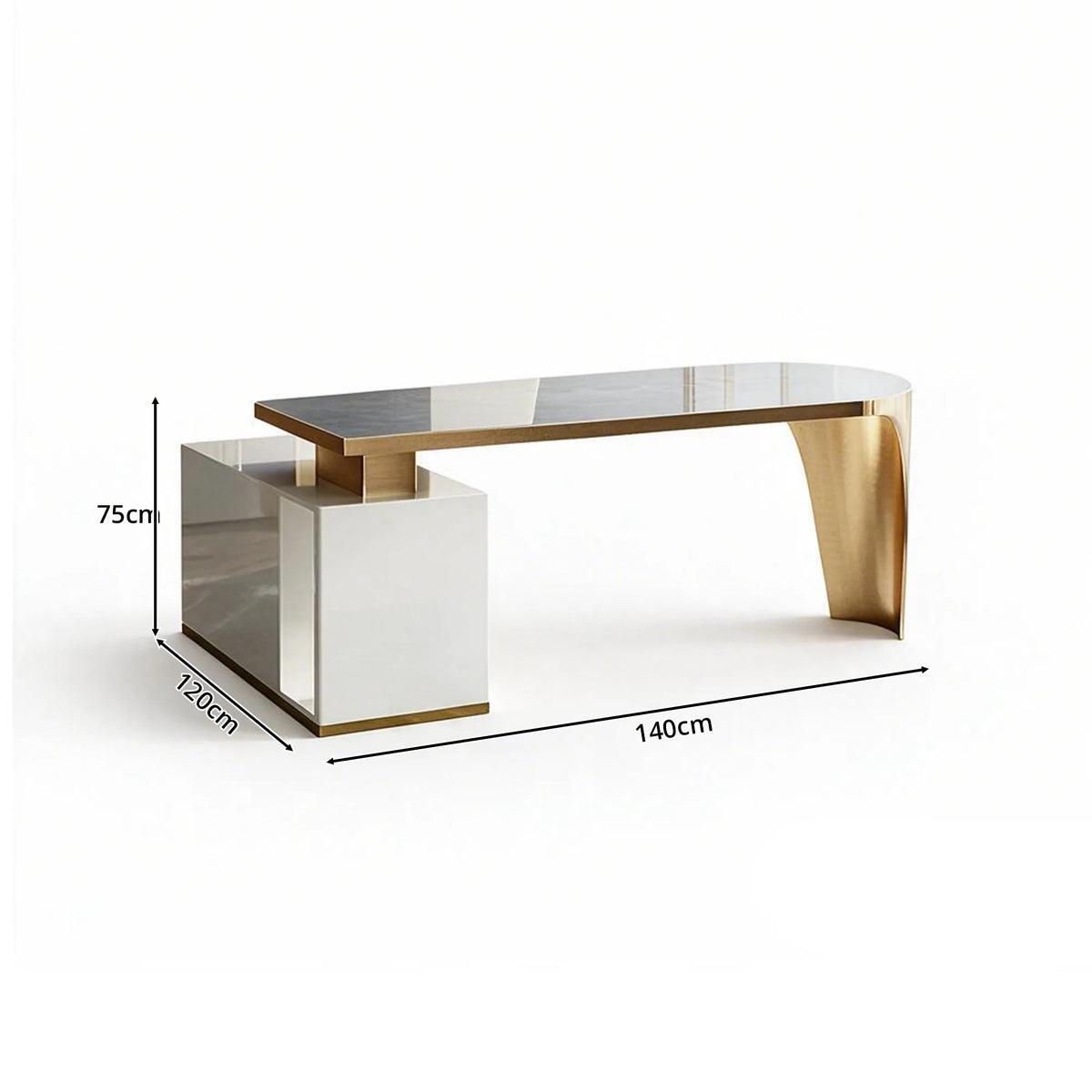 LUXORA Minimalist Office Desk Heat-Resistant Stone Top Cable Management 140/160cm for Study Office Workspace