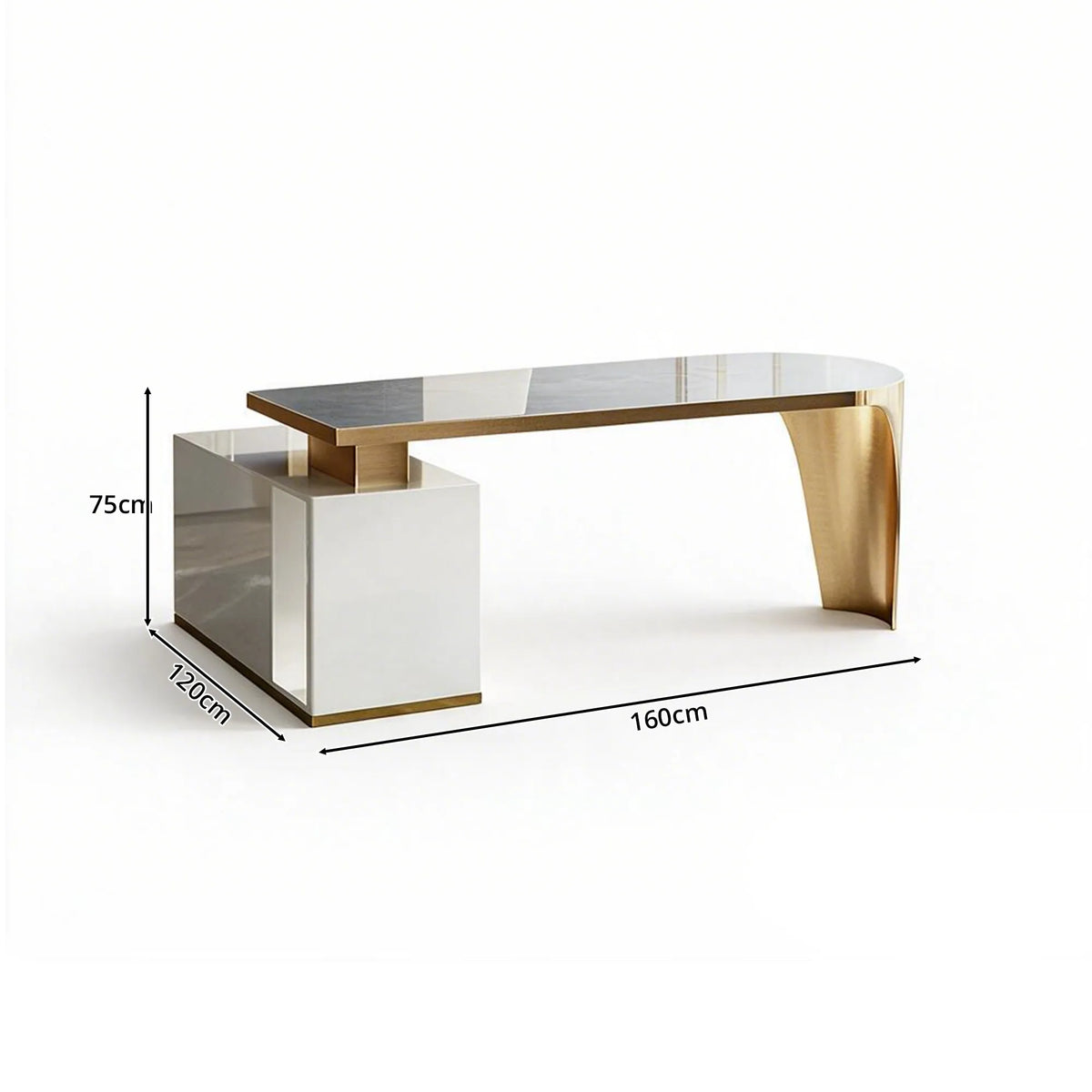 LUXORA Minimalist Office Desk Heat-Resistant Stone Top Cable Management 140/160cm for Study Office Workspace