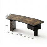LUXORA Modern Sintered Stone Desk ENF Board Smoked Wood Smart Power Storage for Study Home Office