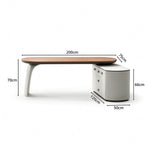 LUXORA Modern Sintered Stone Desk Smoked Wood Smart Power Storage for Study Home Office