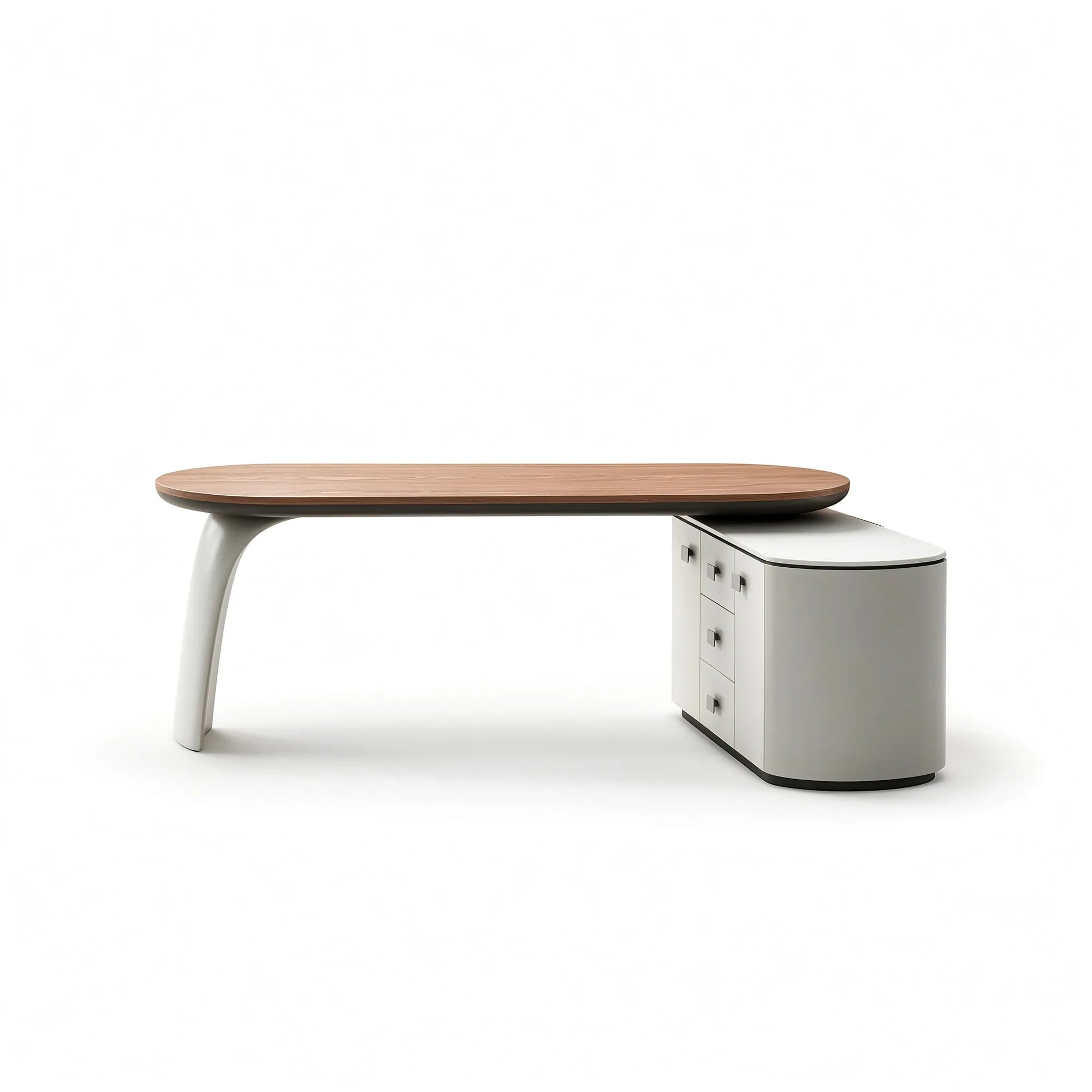 LUXORA Modern Sintered Stone Desk Smoked Wood Smart Power Storage for Study Home Office