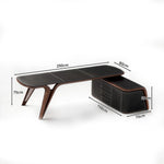 LUXORA Executive Sintered Stone Desk FAS Ash Wood Saddle Leather Smart Power Storage for Home Office Study