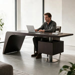 LUXORA Modern Minimalist Desk Wood Grain Finish Large Storage Cable Management for Study Home Office