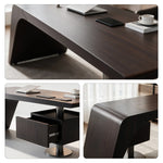 LUXORA Modern Minimalist Desk Wood Grain Finish Large Storage Cable Management for Study Home Office