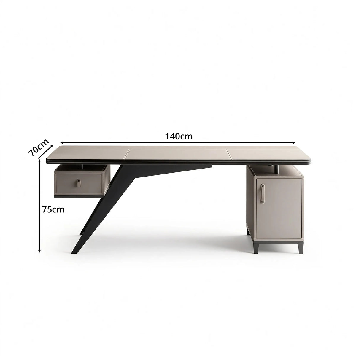 LUXORA Modern Sintered Stone Desk Saddle Leather Smart Power Large Storage 140/160cm for Study Home Office - Grey