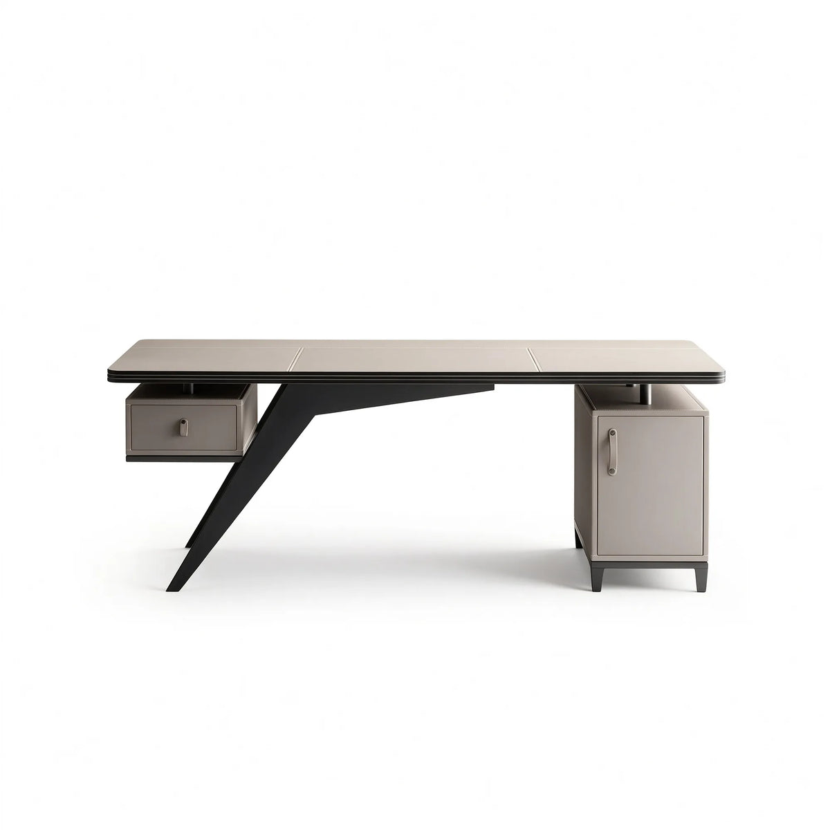 LUXORA Modern Sintered Stone Desk Saddle Leather Smart Power Large Storage 140/160cm for Study Home Office - Grey