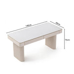 LUXORA Light Luxury Desk White Slate Top Double Drawers Metal Legs 140/160cm for Bedroom Study Home Office