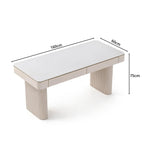 LUXORA Light Luxury Desk White Slate Top Double Drawers Metal Legs 140/160cm for Bedroom Study Home Office