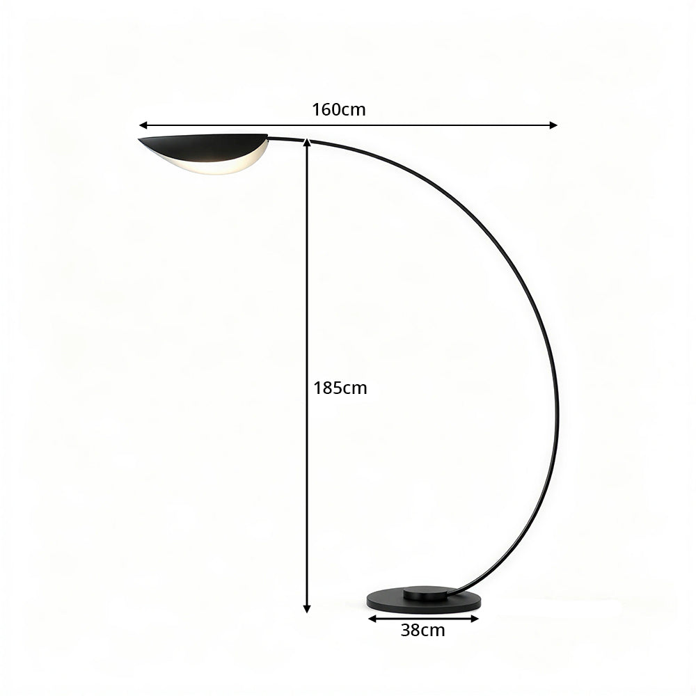LIVARA Modern Arc Floor Lamp with Curved Arm and Adjustable Dome Shade for Living Room Bedroom - Black
