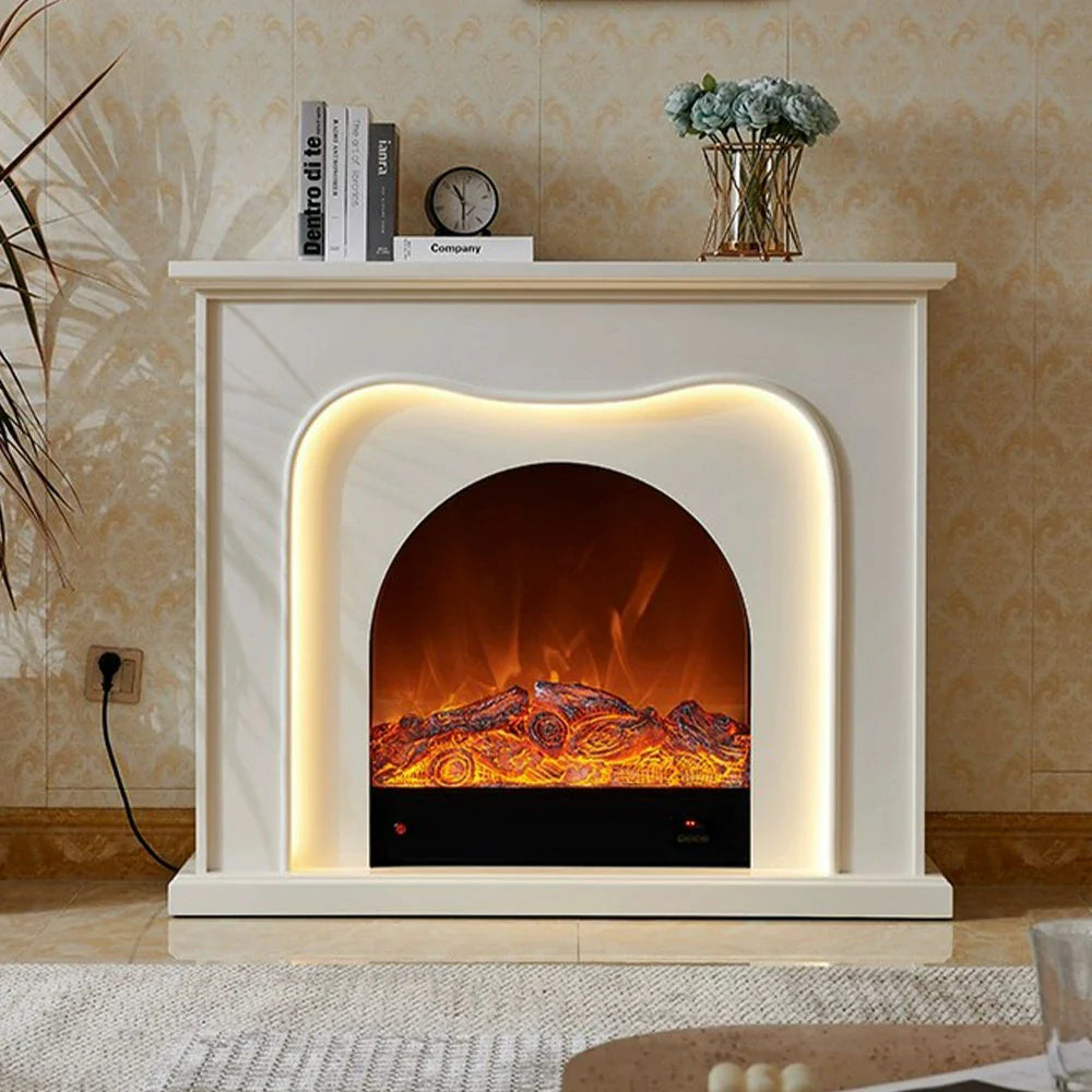 LIVARA 120cm Effect, Dual Frame, TV Cabinet Solid Flame 3D Options, Fireplace with Wood - Design Electric Functional Core Elegant Storage