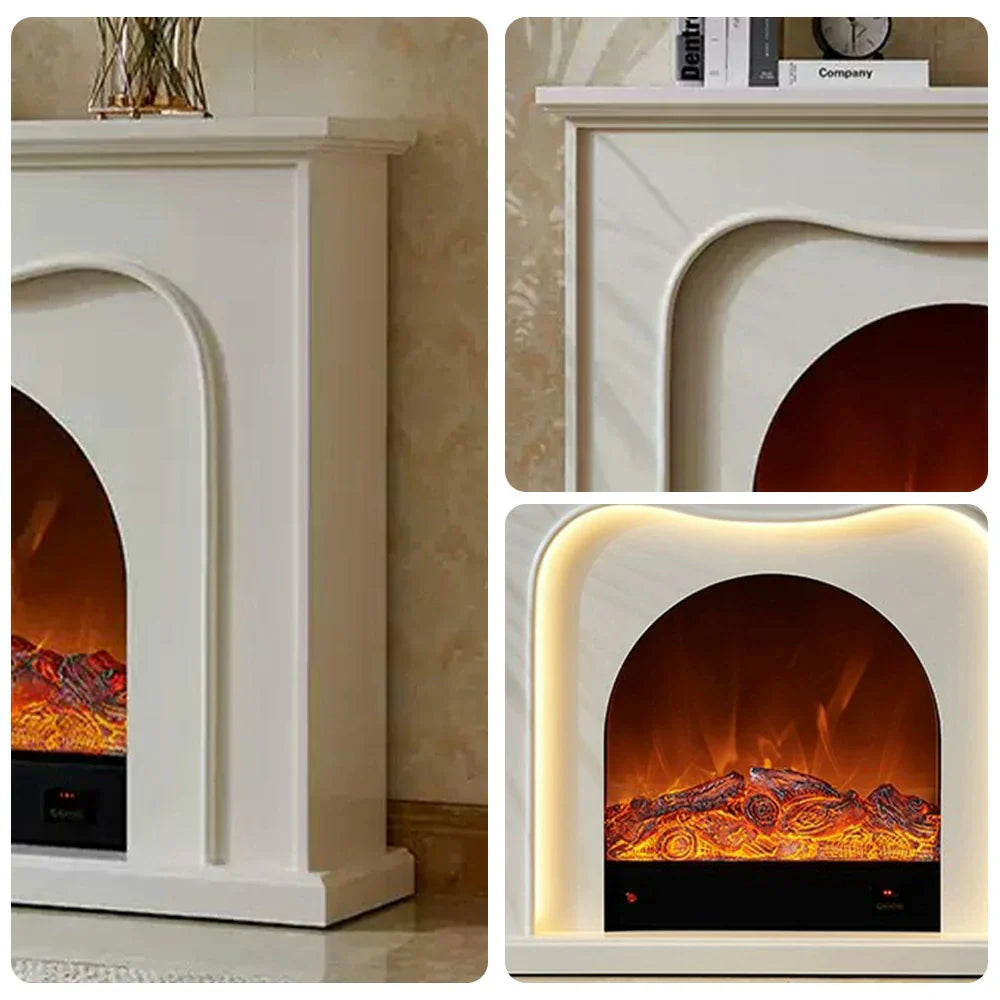 LIVARA 120cm Effect, Dual Frame, TV Cabinet Solid Flame 3D Options, Fireplace with Wood - Design Electric Functional Core Elegant Storage